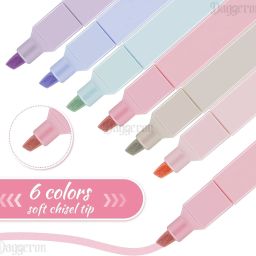 daggeron Aesthetic Pastel Cute Highlighters | Mild Colors With Soft Chisel Tip | No Bleed image 2