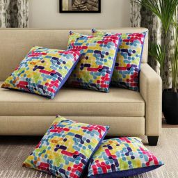 romee Multicolor Velvet Geometric 16x16 inches Cushion Cover (5Pc)-picture-42