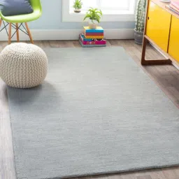 Grey Solid Wool 5 ft x 7 ft Hand Woven Carpet by Surya Living-picture-30