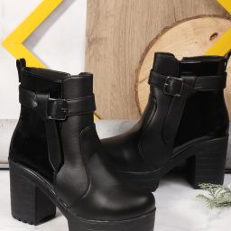 Women's Round Toe Ankle Boots Buckle Zipper Chunky Block Heel Boots for Women Boots For Women-image-21