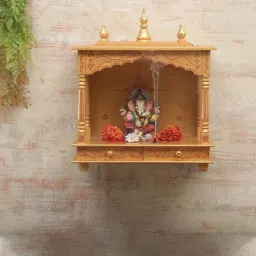 india home wood Gold Mango Wood Wall Mounted Mandir Without Door-picture-25