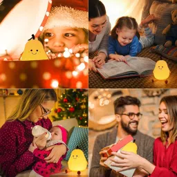 pald Silicon Cute Pear USB Rechargeable Lamp Kids Soft Sensor Light Color Changing Night Lamp image 4