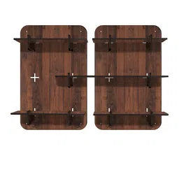 RANDOM Coffee Brown Set of 2 Rectangular Wood Modular Wall Shelves image 3