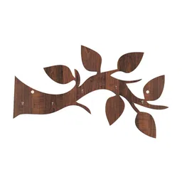 RANDOM Set of 2 Coffee Brown Solid Tree Branch Wall Hanging Key Holder With 5 Hooks image 3