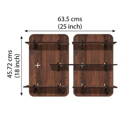 RANDOM Coffee Brown Set of 2 Rectangular Wood Modular Wall Shelves image 5