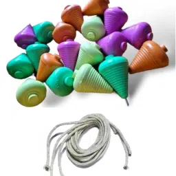 imtion ( 10 Pcs Lattu ) Plastic Spinning Lattu I with Thread I Bhawra I Latto I image 2
