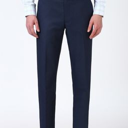 peter england Men Slim Fit Blue Polyester Trousers-picture-29