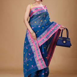 SLAGHA Woven Design Pure Cotton Taant Saree-image-98