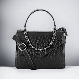 DressBerry Black Textured Structured Satchel Bag-image-58