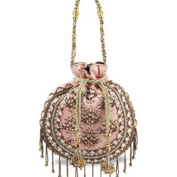 Mochi Peach-Coloured Printed Bucket Tote Bag with Cut Work-picture-37
