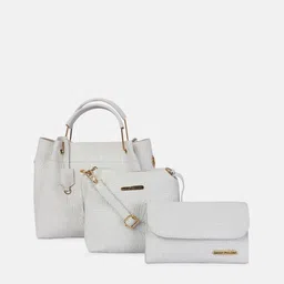 Bagsy Malone Set Of 3 White Structured Handbags-18