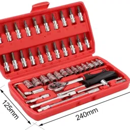 xyntac High Quality 46pcs 1/4-Inch Socket Set Tool Ratchet Wrench tool KitB Power & Hand Tool Kit image 4