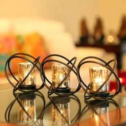 hosley Vespera Set Of 3 Brown Iron Table Tea Light Holder-picture-22