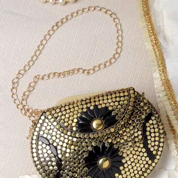 Anekaant Embellished Shoulder Strap Foldover Clutch-image-27