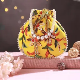 Jazz and Sizzle Embroidered Embellished Potli Clutch-12