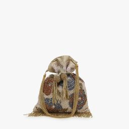 Anekaant Beige & Grey Embellished Tasselled Potli Clutch-40