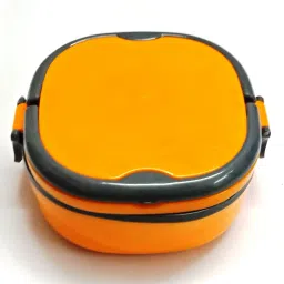 Hot Tiffin Box With 1 Steel & 1 Plastic Container .Handle For Easy Carry & Side Lock 2 Containers Lunch Box-7
