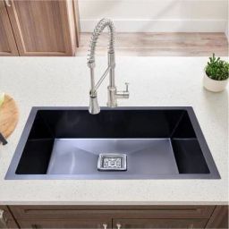 HANDMADE 24"x18"x10" SINGLE BOWL STAINLESS STEEL KITCHEN SINK (BLACK) Vessel Sink-image-43