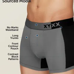xyxx Pack of 2 Dualist Intellisoft Micro Modal Color Blocked Solid Men Trunk image 3