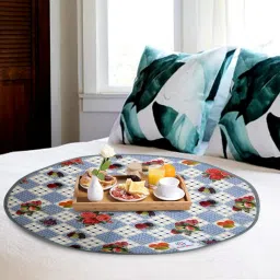 Round Check Design Both Sided Bed Server Food Mat, Bedsheet Protector, Oil & Waterproof (Grey)-HS_38_HEARTH21049-image-4
