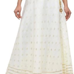 Women Printed A-line White Skirt-image-43