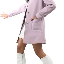 honnete Acrylic Polyester Solid Coat For Women-picture-5