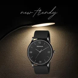 Classic Analog Watch- For Men NEW-165_PV-BK101-Black Silicone Strap Black-image-99