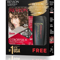 Revlon Set of Colorsilk Hair Color with Keratin - Dark Brown 3N & Free Outrageous Shampoo image 1