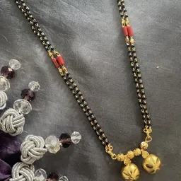 Digital Dress Room Gold-Plated Black Beaded Mangalsutra-image-12