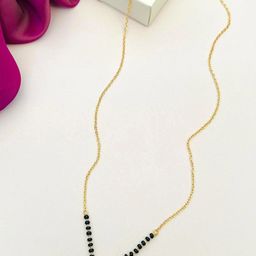 Anouk Gold-Plated American Diamond Studded & Beaded Mangalsutra-5