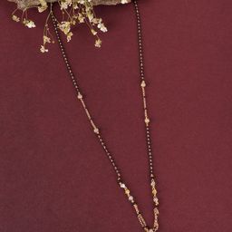 JEWELS GEHNA Gold-Plated & Black Stone Studded & Beaded Mangalsutra-image-70