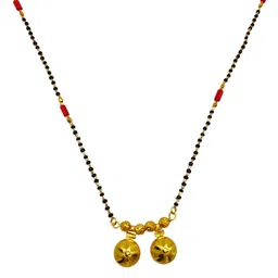 Digital Dress Room Gold-Plated Black & Red Beaded Mangalsutra image 3