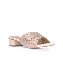 Bata Embellished Open Toe Laser Cuts Block Heels-28