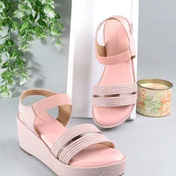 CLOG LONDON Textured Open Toe Wedges With Backstrap-5