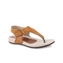 WELCOME Women Tan Open Toe Flats-16