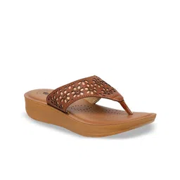 Inblu Floral Textured Lightweight & Anti Skid Open Toe Flats With Laser Cuts-27