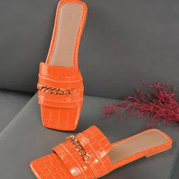 Truffle Collection Textured Embellished Open Toe Flats-4