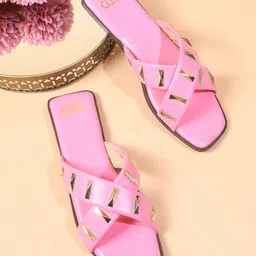THE WHITE POLE Embellished Open Toe Flats-image-70