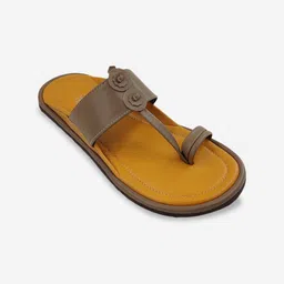 THE MADRAS TRUNK Men Yellow & Brown Leather comfort Sandals-image-24