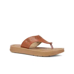 Bata Women Brown Open Toe Flats with Laser Cuts-image-78