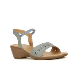 Bata Blue Colourblocked Block Peep Toes with Laser Cuts-image-4