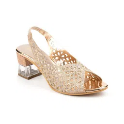 Ozuri Embellished Block Heeled Peep Toes-46