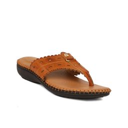 Bata Women Brown T-Strap Flats with Laser Cuts-image-50