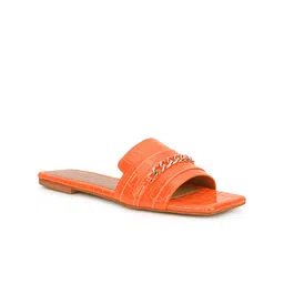 Truffle Collection Textured Embellished Open Toe Flats image 2