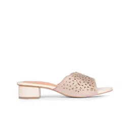 Bata Embellished Open Toe Laser Cuts Block Heels image 3
