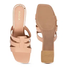 Rocia Open Toe Block Mules With Laser Cuts image 5