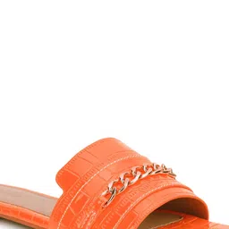 Truffle Collection Textured Embellished Open Toe Flats image 3