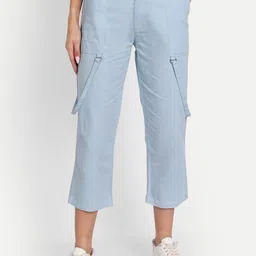 D 'VESH Women Blue Relaxed Trousers-image-21
