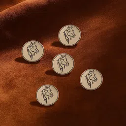 COSA NOSTRAA Set of 5 Circular KIng's Knight Textured Buttons-52