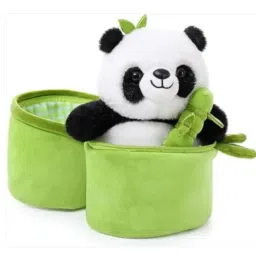 Cute Panda Plush with Bamboo, Soft Panda in Bamboo Stuffed Animals Toy- 18 cm-1